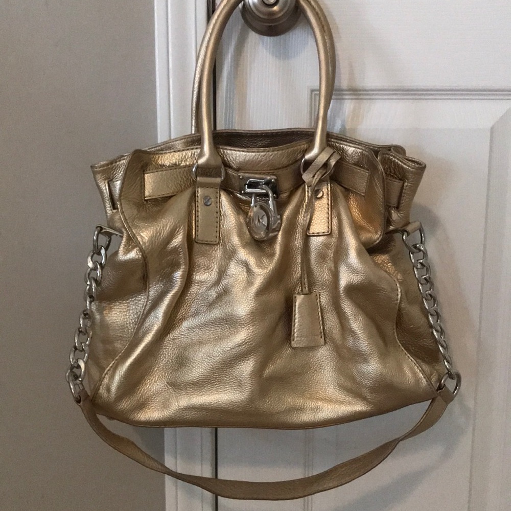 Gold Michael Kors Handbag w/Silver Hardware